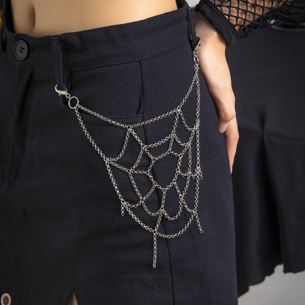 Men'S Accessories Clothing - Gotycki Punk Srebrny Łańcuszek do Spodni