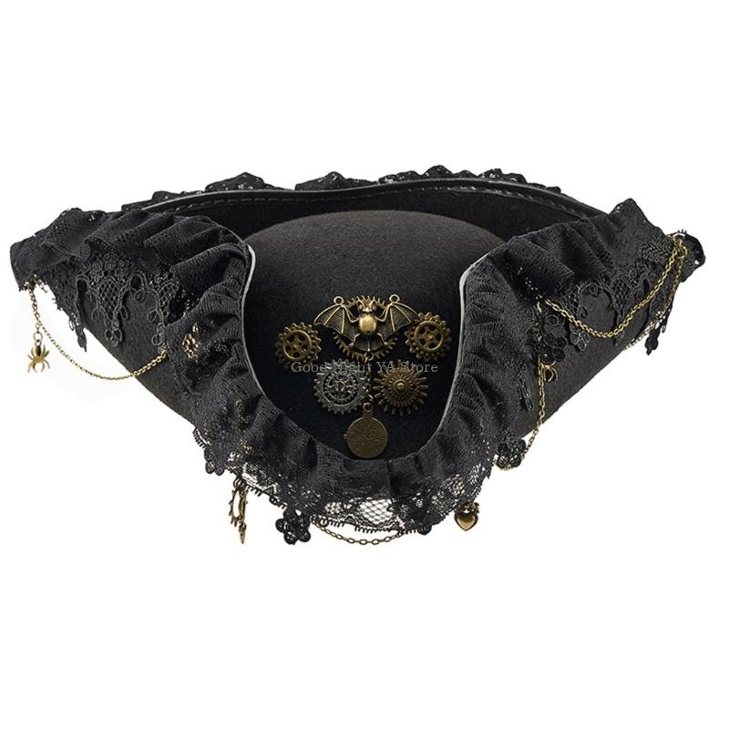 Men'S Victorian Accessories - Koronkowe wykończenie nietoperza piracka czapka oddychająca