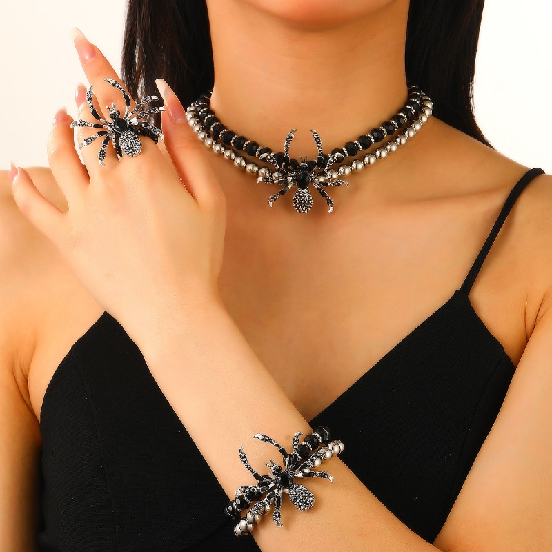 Men Accessories Ring And Bracelet - Gotycka bransoletka, pierścień i naszyjnik z