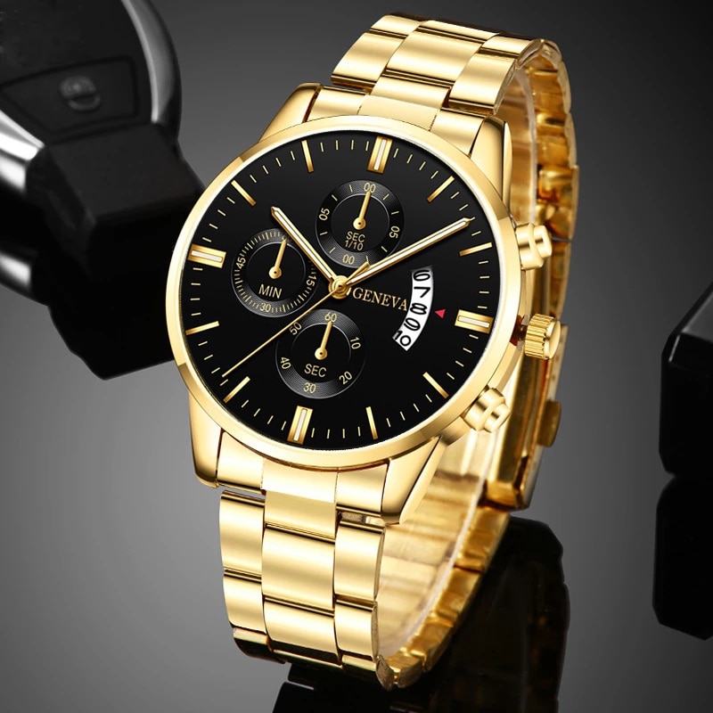 Men Accessories For Wrist - 2023 moda męska złota ze zegarek
