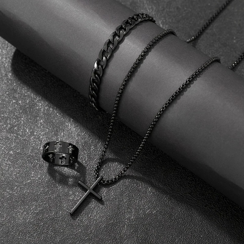 Zestaw akcesoriów w stylu cros – Men Accessories Ring And Bracelet recenzja i cena