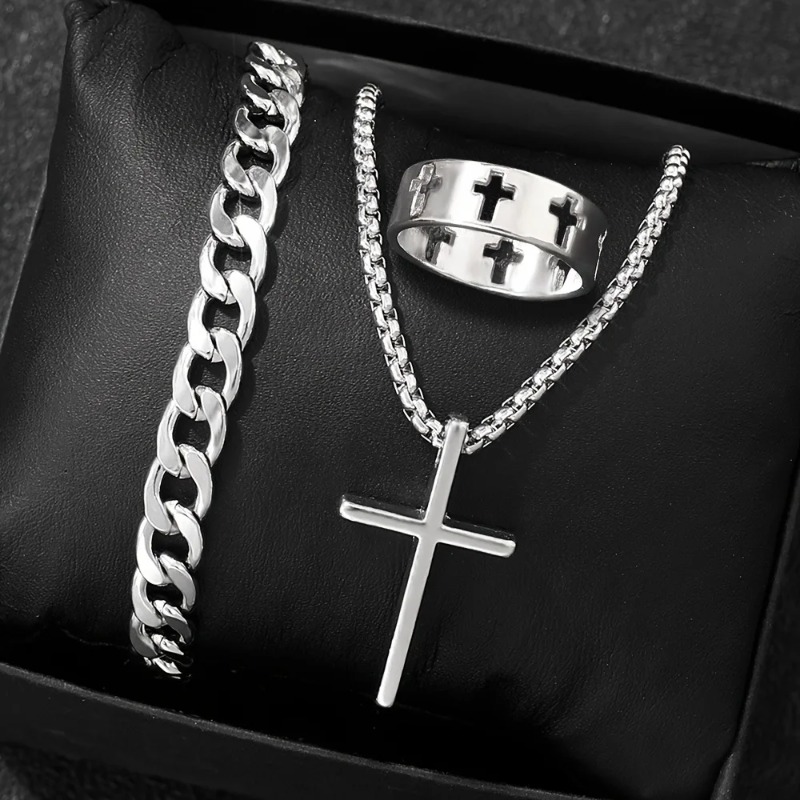 Zestaw akcesoriów w stylu cros – Men Accessories Ring And Bracelet recenzja i cena