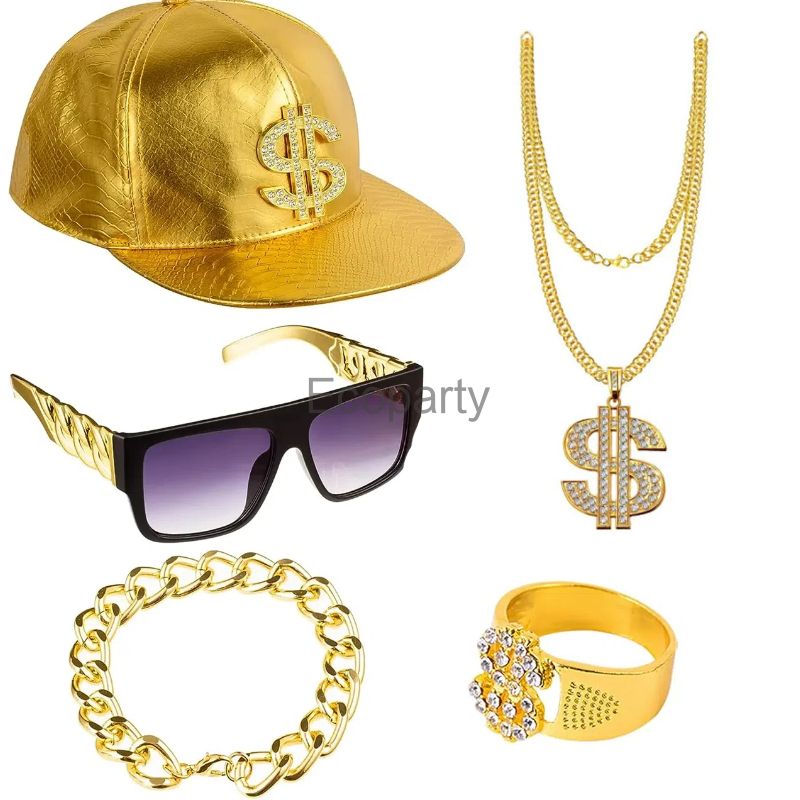 80s 90s Hip Hop Costume Access – Men Accessories Ring And Bracelet recenzja i cena