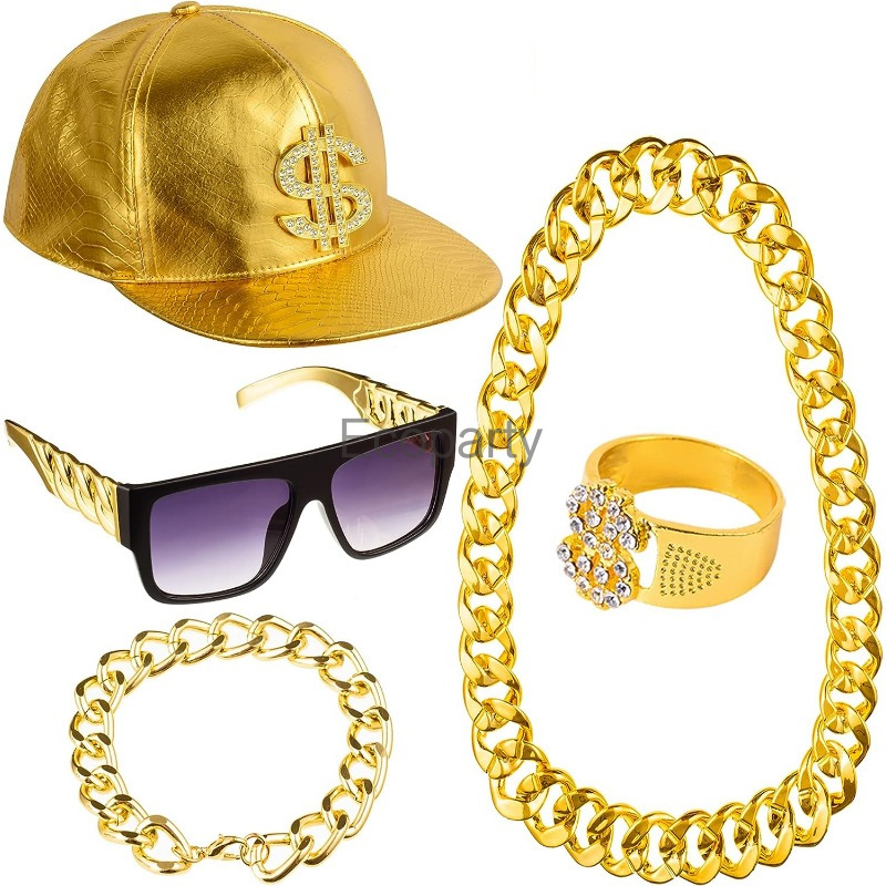 80s 90s Hip Hop Costume Access – Men Accessories Ring And Bracelet recenzja i cena