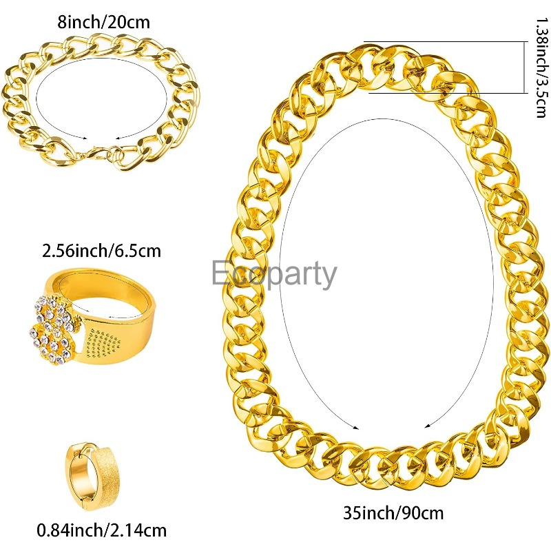 80s 90s Hip Hop Costume Access – Men Accessories Ring And Bracelet recenzja i cena