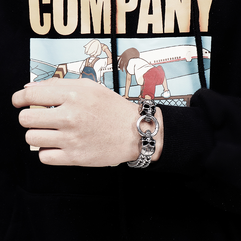 KALEN Punk bransoletka z czasz – Men Accessories Ring And Bracelet recenzja i cena
