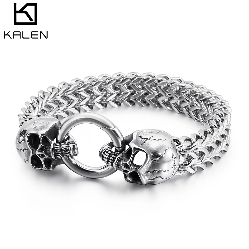 KALEN Punk bransoletka z czasz – Men Accessories Ring And Bracelet recenzja i cena
