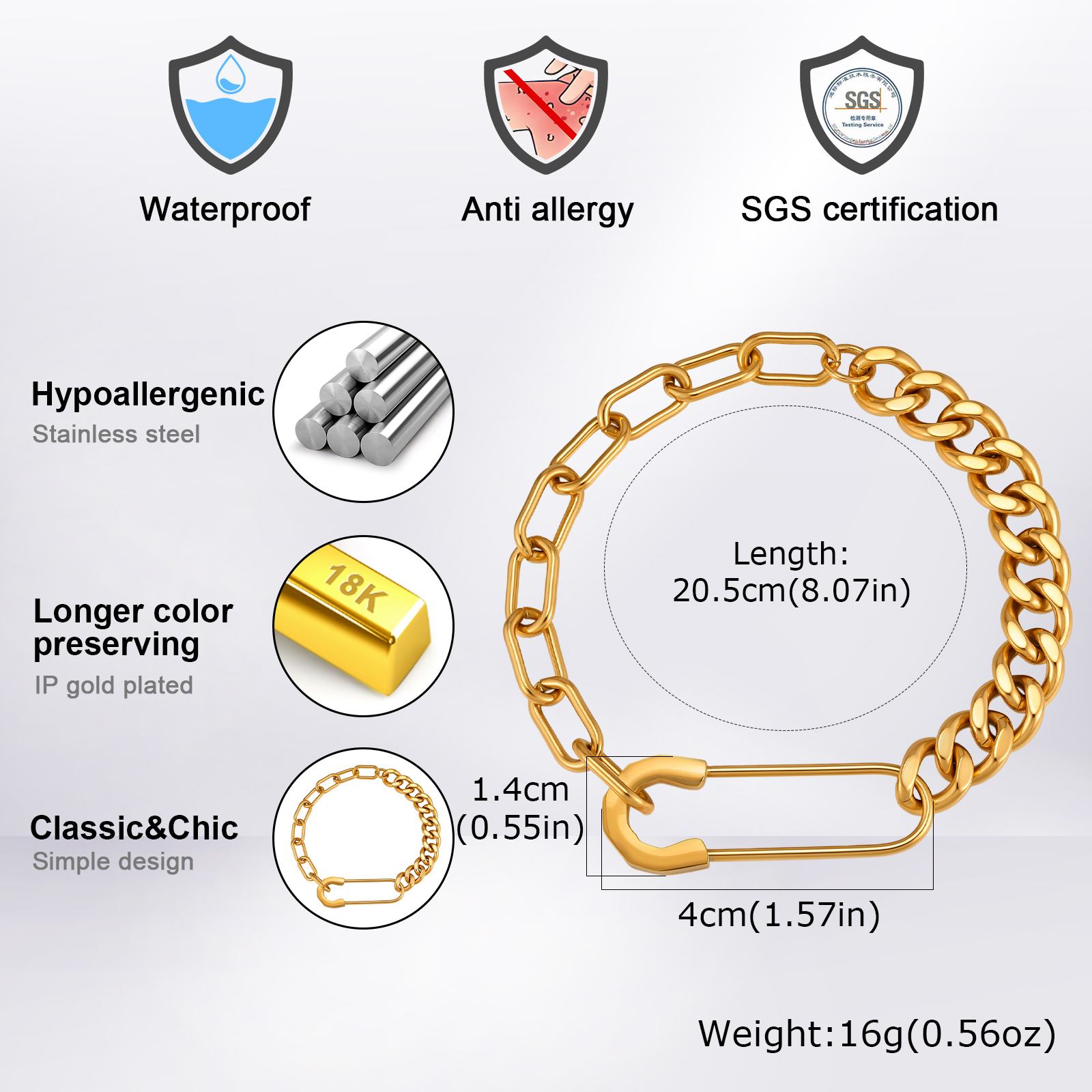 Bransoletka męska Vnox z ogniw – Men Accessories Ring And Bracelet recenzja i cena